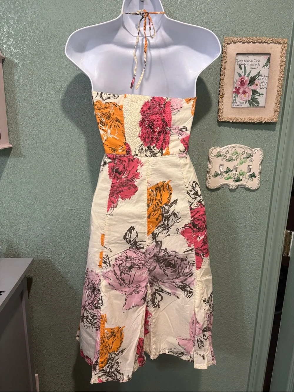 NWT {Odille/Anthropologie} Floral Halter Dress Vintage Sz 2